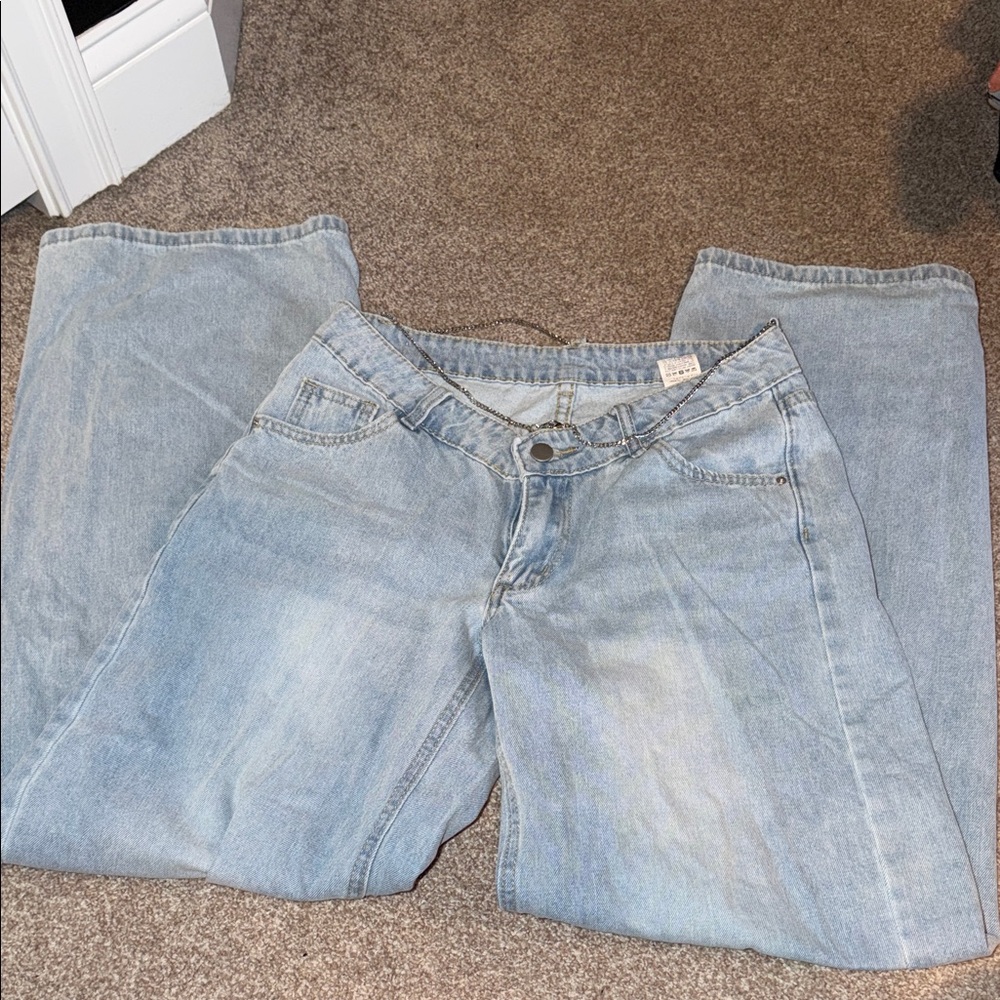 SHEIN Light Blue Denim Pants
